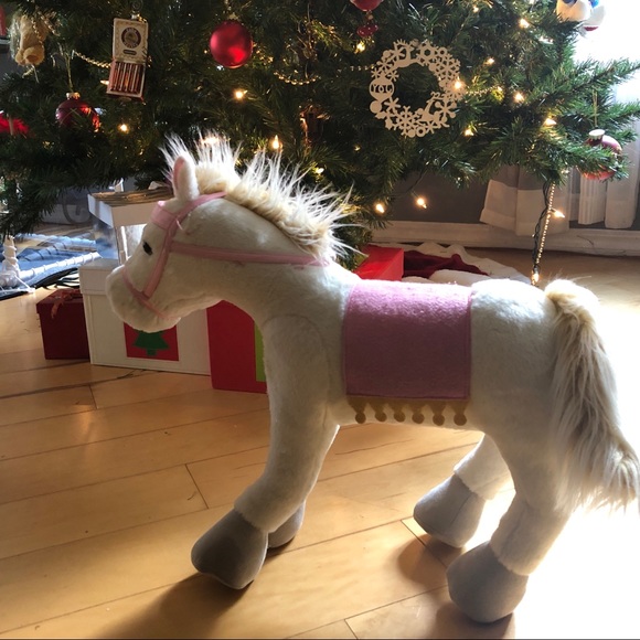 Pottery Barn Kids Plush Toy - White Pony with pink Saddle - 15” - Picture 2 of 13